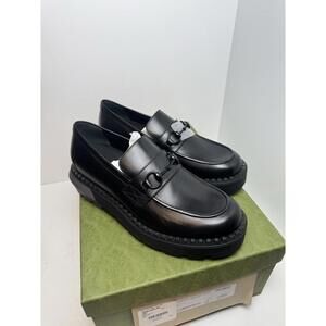 Gucci Horsebit Lug Sole Loafers Black Sierra Calf Leather